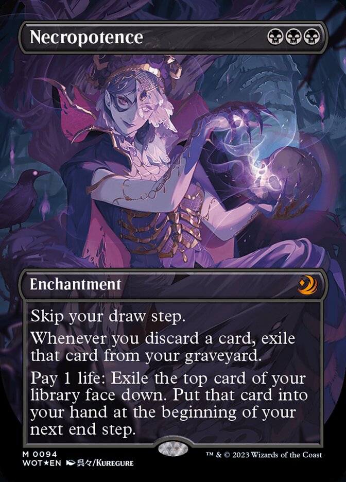 Necropotence (Anime Borderless) (Confetti Foil) [Wilds of Eldraine: Enchanting Tales] - Destination Retro