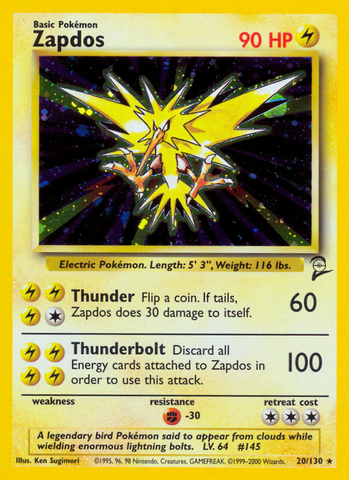 Zapdos (20/130) [Base Set 2] - Destination Retro