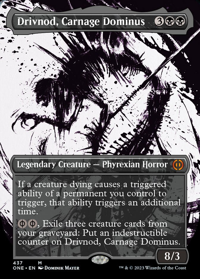 Drivnod, Carnage Dominus (Borderless Ichor Step-and-Compleat Foil) [Phyrexia: All Will Be One] - Destination Retro