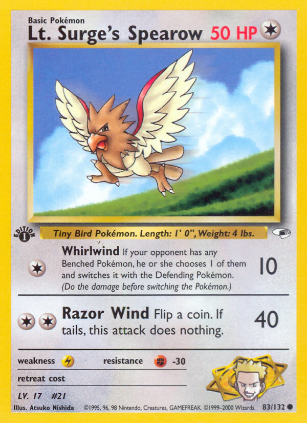 Lt. Surge's Spearow (83/132) [Gym Heroes 1st Edition] - Destination Retro