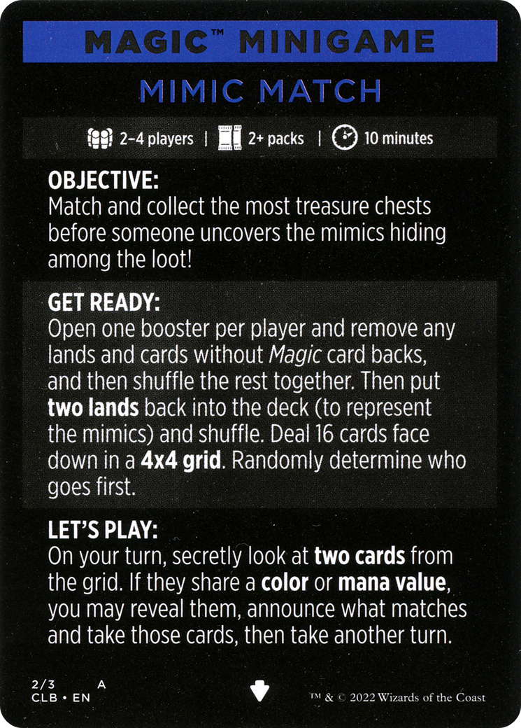 Mimic Match (Magic Minigame) [Commander Legends: Battle for Baldur's Gate Minigame] - Destination Retro