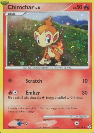 Chimchar (76/130) (Cosmos Holo) [Diamond & Pearl: Base Set] - Destination Retro