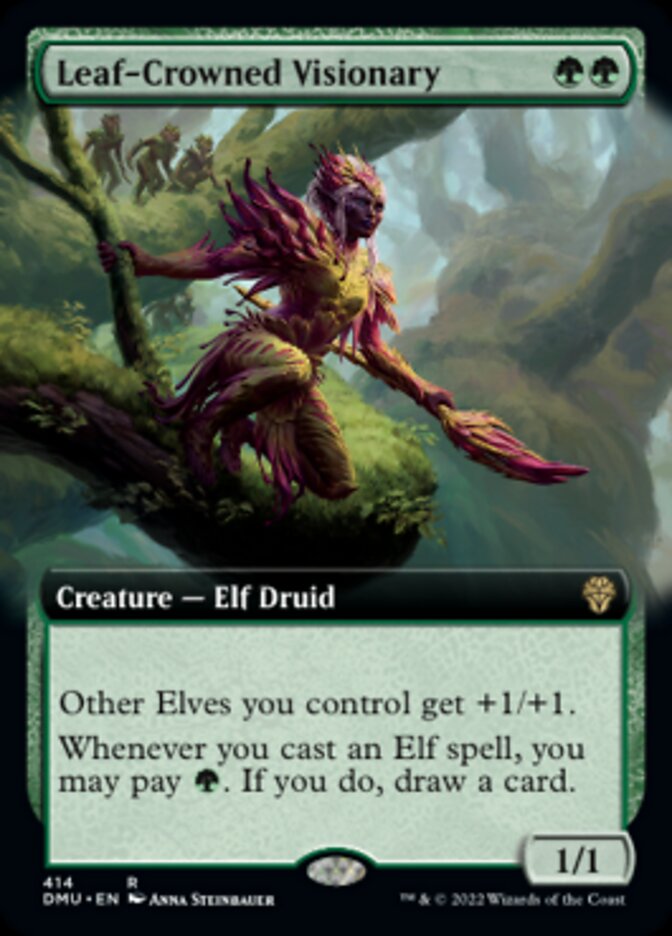 Leaf-Crowned Visionary (Extended Art) [Dominaria United] - Destination Retro