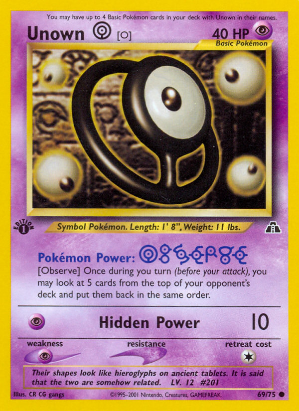 Unown [O] (69/75) [Neo Discovery 1st Edition] - Destination Retro