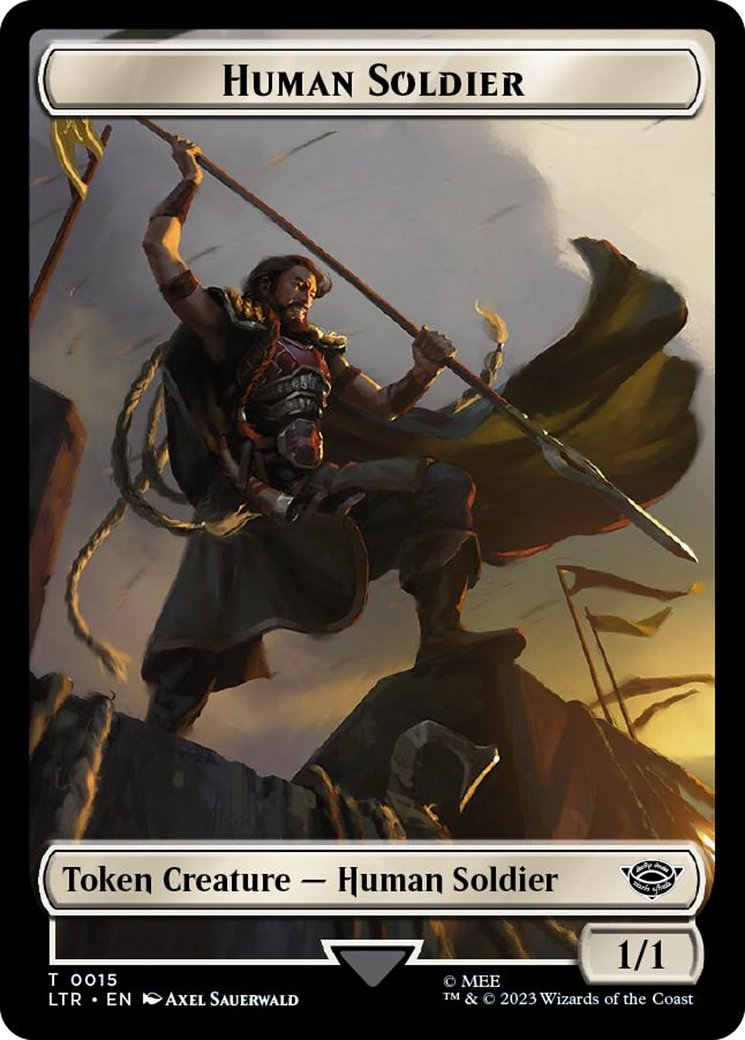 Human Soldier (0015) // Food (0023) Double-Sided Token (Surge Foil) [The Lord of the Rings: Tales of Middle-Earth Tokens] - Destination Retro