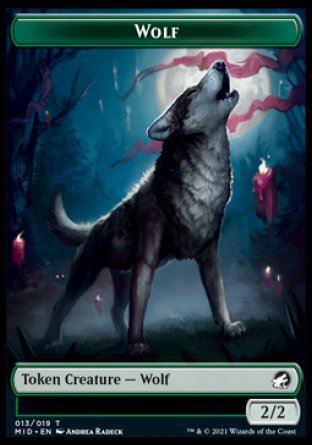 Wolf // Zombie (015) Double-sided Token [Innistrad: Midnight Hunt Tokens] - Destination Retro