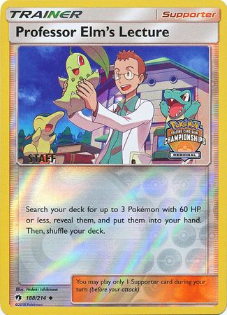 Professor Elm's Lecture (188/214) (Regional Championship Promo Staff) [Sun & Moon: Lost Thunder] - Destination Retro