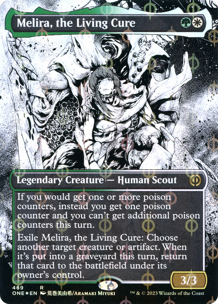 Melira, the Living Cure (Borderless Manga Step-and-Compleat Foil) [Phyrexia: All Will Be One] - Destination Retro