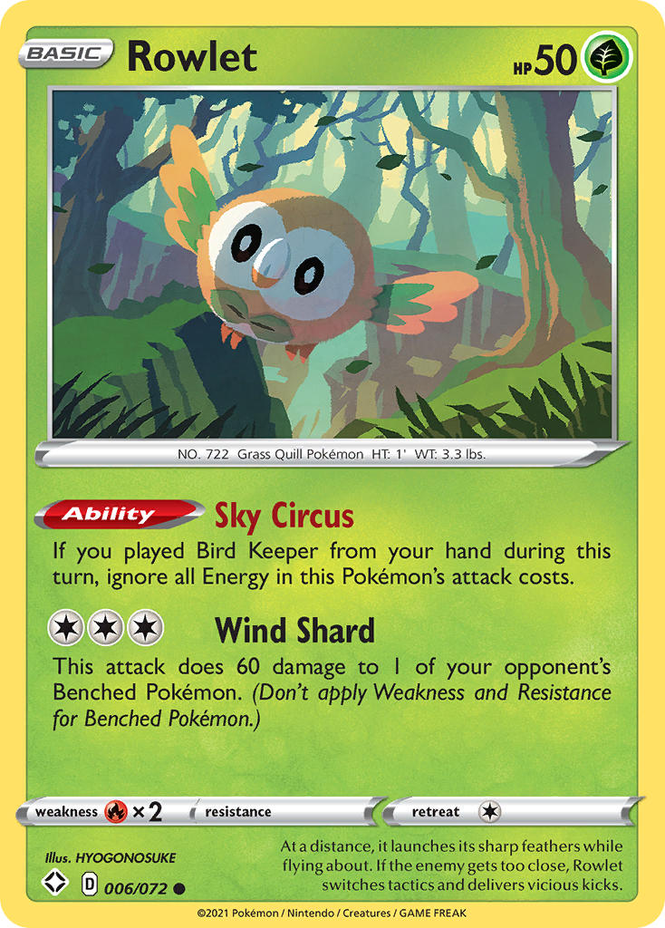 Rowlet (6/72) [Sword & Shield: Shining Fates] - Destination Retro