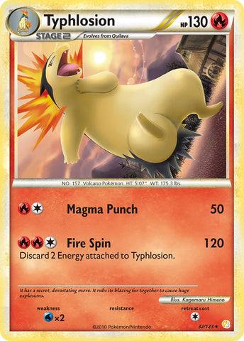 Typhlosion (32/123) (Theme Deck Exclusive) [HeartGold & SoulSilver: Base Set] - Destination Retro
