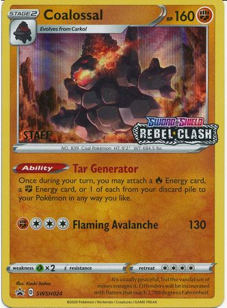 Coalossal (Staff Prerelease Promo) (SWSH024) [Sword & Shield: Black Star Promos] - Destination Retro