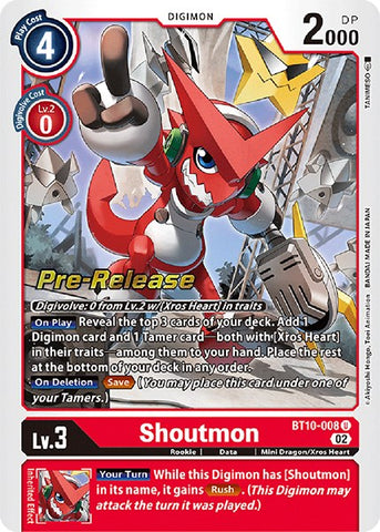 Shoutmon [BT10-008] [Xros Encounter Pre-Release Cards] - Destination Retro