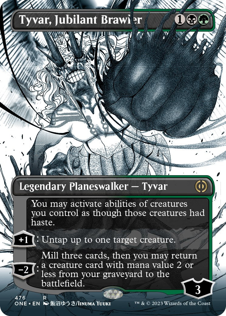 Tyvar, Jubilant Brawler (Borderless Manga Step-and-Compleat Foil) [Phyrexia: All Will Be One] - Destination Retro