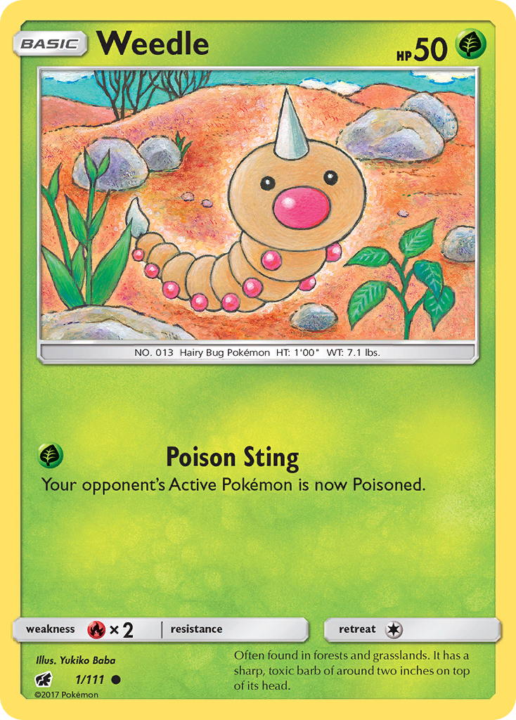 Weedle (1/111) [Sun & Moon: Crimson Invasion] - Destination Retro