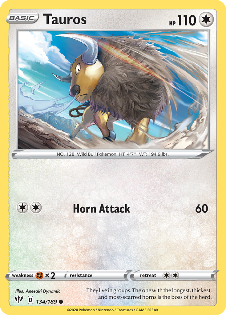 Tauros (134/189) [Sword & Shield: Darkness Ablaze] - Destination Retro