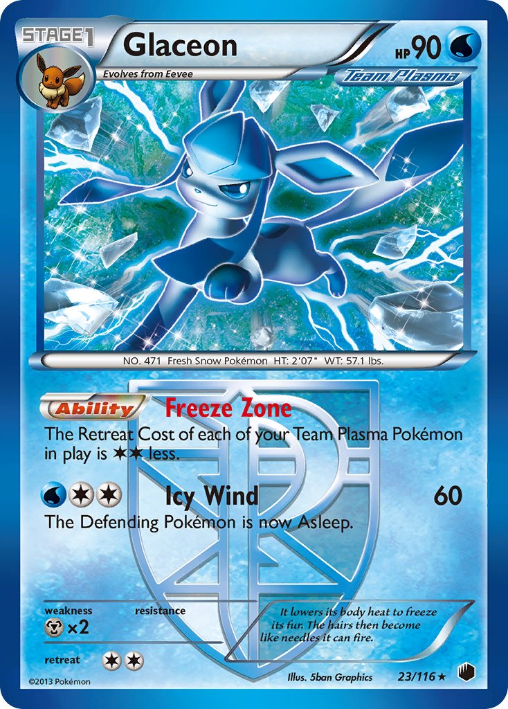 Glaceon (23/116) (Theme Deck Exclusive) [Black & White: Plasma Freeze] - Destination Retro