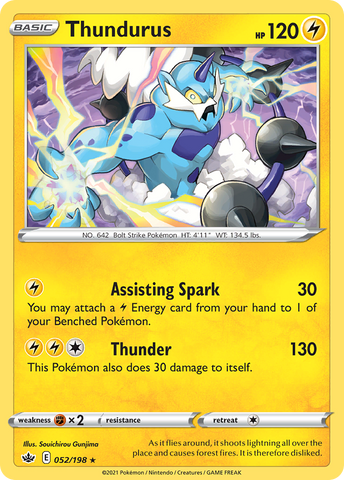 Thundurus (52/198) (Theme Deck exclusive) [Sword & Shield: Chilling Reign] - Destination Retro