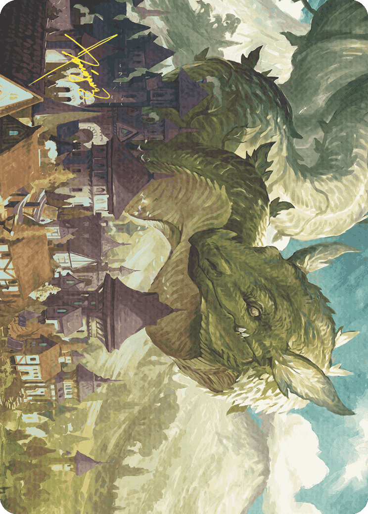 Beanstalk Wurm Art Card (Gold-Stamped Signature) [Wilds of Eldraine Art Series] - Destination Retro