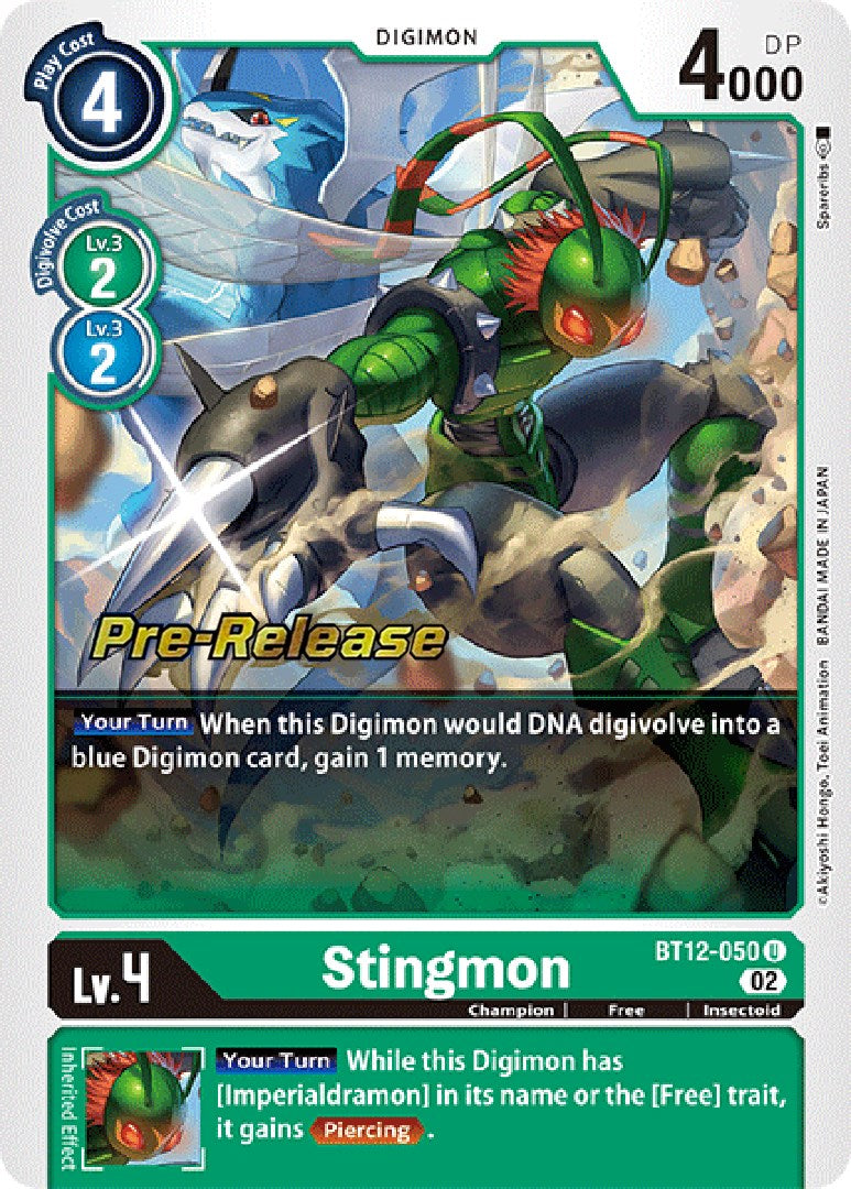 Stingmon [BT12-050] [Across Time Pre-Release Cards] - Destination Retro