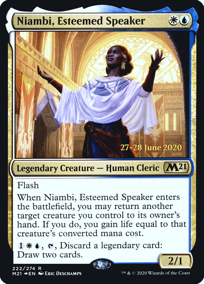Niambi, Esteemed Speaker  [Core Set 2021 Prerelease Promos] - Destination Retro