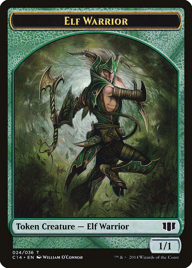 Elephant // Elf Warrior Double-sided Token [Commander 2014 Tokens] - Destination Retro