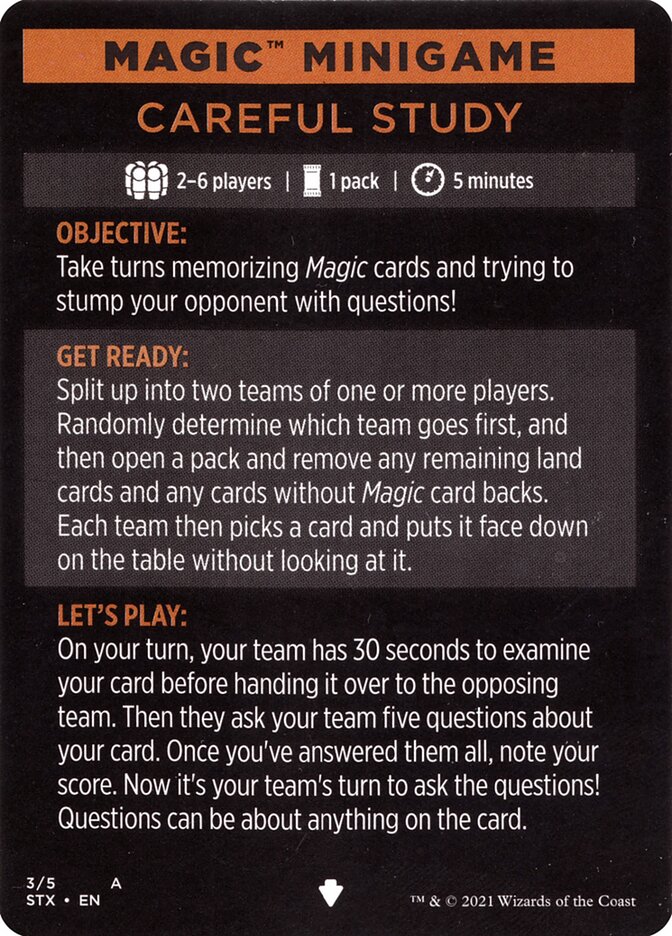 Careful Study (Magic Minigame) [Strixhaven: School of Mages Minigame] - Destination Retro