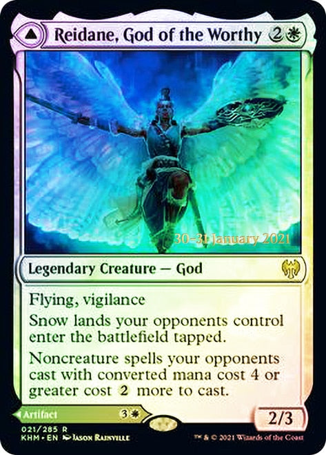 Reidane, God of the Worthy // Valkmira, Protector's Shield  [Kaldheim Prerelease Promos] - Destination Retro