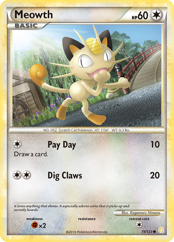 Meowth (75/123) [HeartGold & SoulSilver: Base Set] - Destination Retro