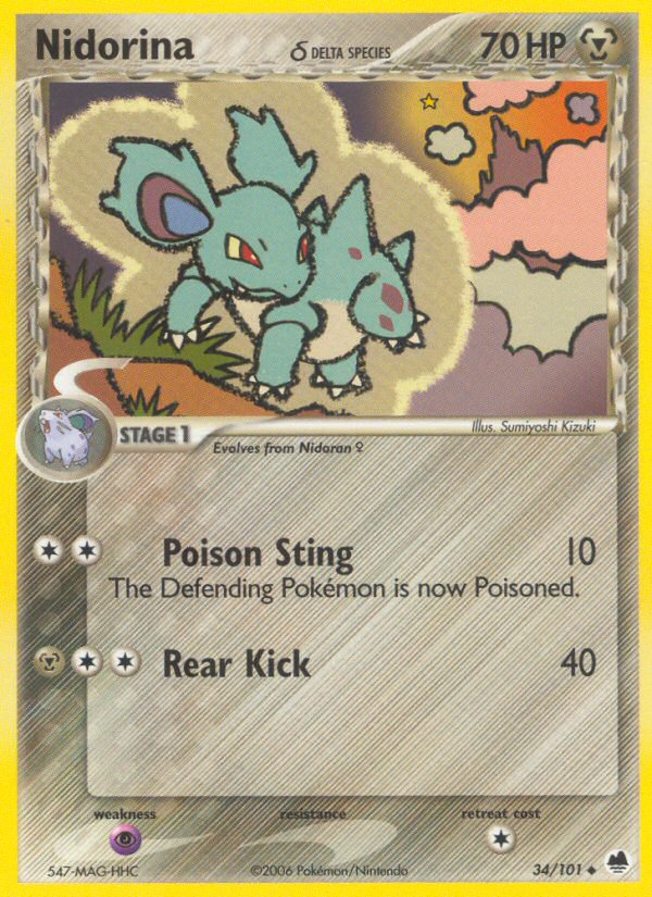 Nidorina (34/101) (Delta Species) [EX: Dragon Frontiers] - Destination Retro
