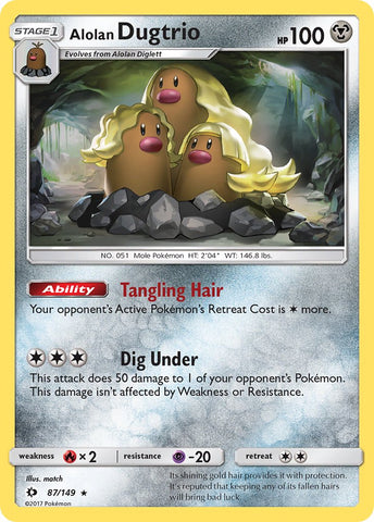 Alolan Dugtrio (87/149) (Cosmos Holo) (Blister Exclusive) [Sun & Moon: Base Set] - Destination Retro