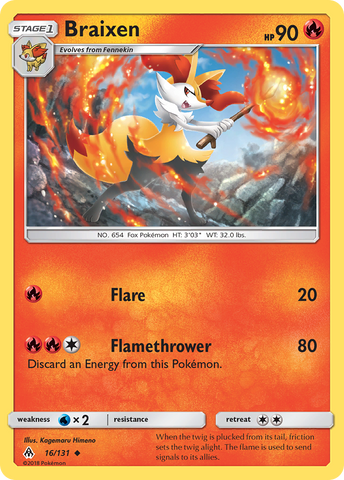 Braixen (16/131) [Sun & Moon: Forbidden Light] - Destination Retro