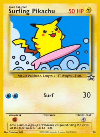 Surfing Pikachu (28) [Wizards: Black Star Promos] - Destination Retro