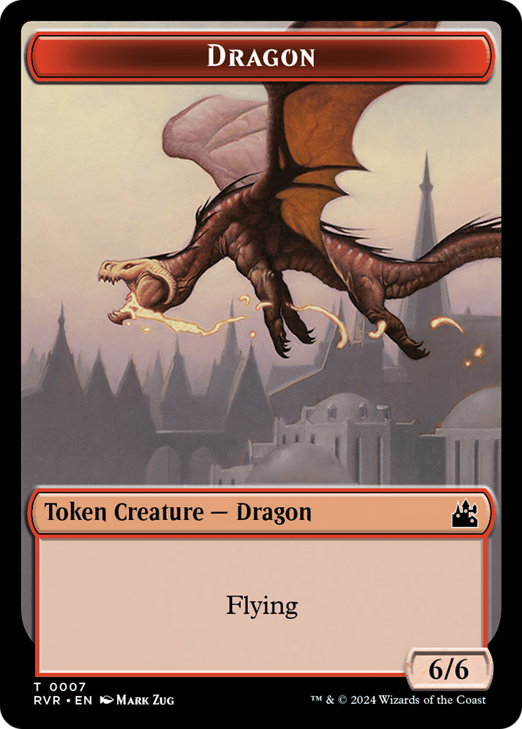 Spirit (0018) // Dragon Double-Sided Token [Ravnica Remastered Tokens] - Destination Retro