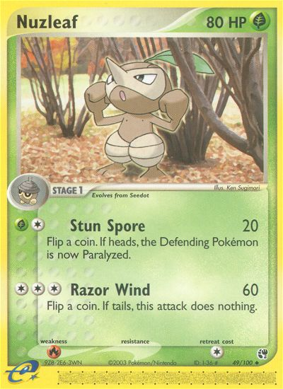 Nuzleaf (49/100) [EX: Sandstorm] - Destination Retro
