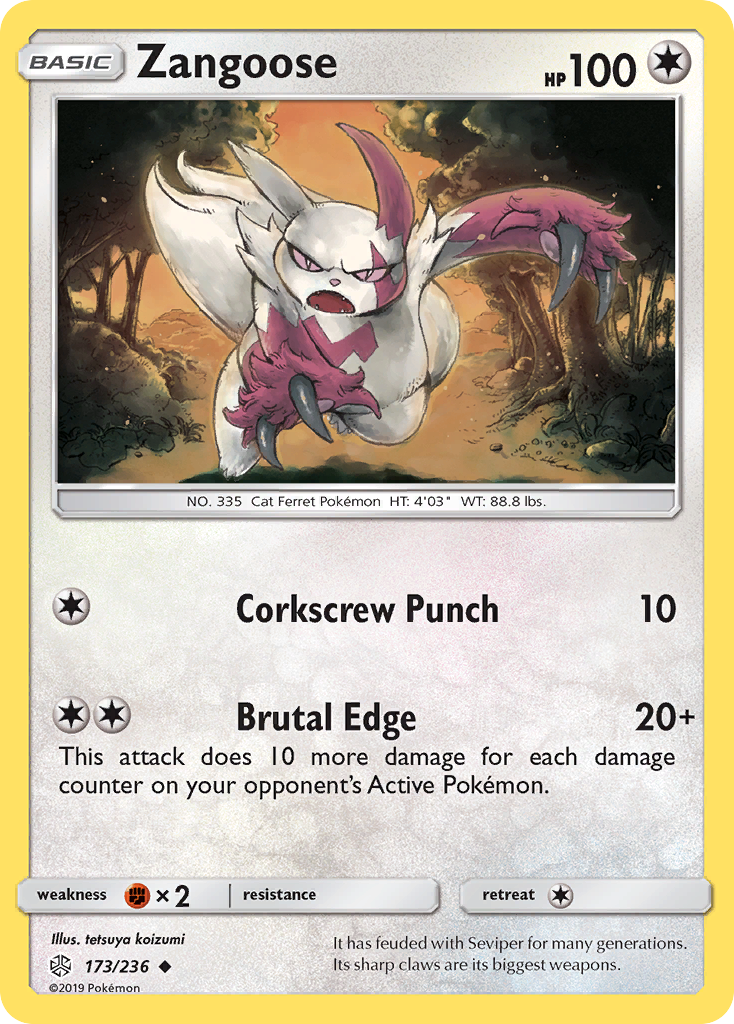 Zangoose (173/236) [Sun & Moon: Cosmic Eclipse] - Destination Retro