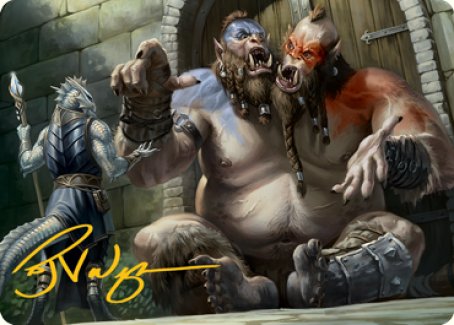 Ettin Art Card (Gold-Stamped Signature) [Dungeons & Dragons: Adventures in the Forgotten Realms Art Series] - Destination Retro