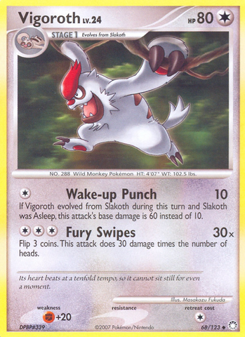 Vigoroth (68/123) [Diamond & Pearl: Mysterious Treasures] - Destination Retro