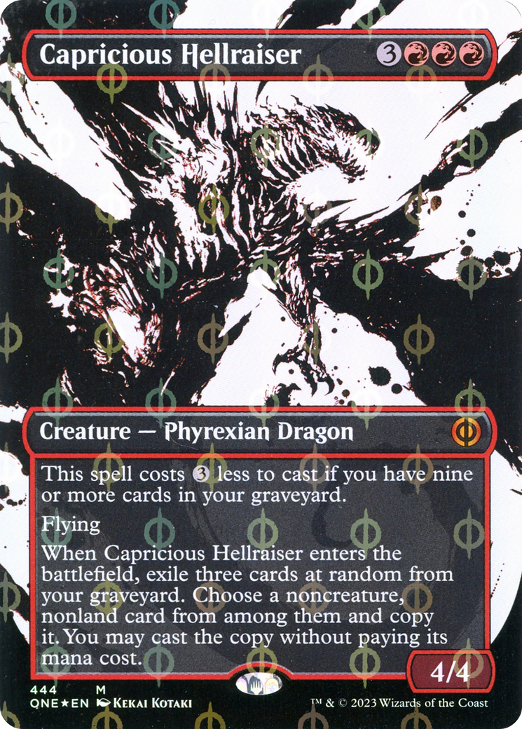 Capricious Hellraiser (Borderless Ichor Step-and-Compleat Foil) [Phyrexia: All Will Be One] - Destination Retro