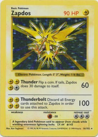 Zapdos (16/102) [Base Set Shadowless Unlimited] - Destination Retro