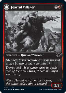 Fearful Villager // Fearsome Werewolf [Innistrad: Double Feature] - Destination Retro