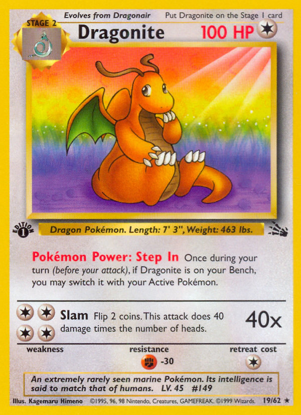 Dragonite (19/62) [Fossil 1st Edition] - Destination Retro