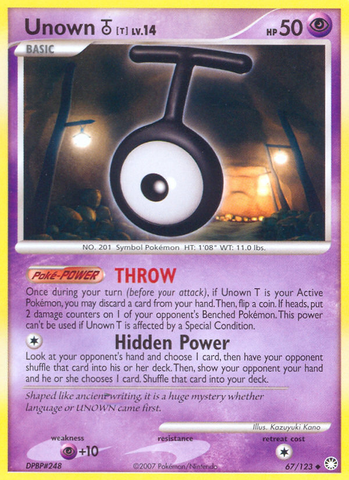 Unown T (67/123) [Diamond & Pearl: Mysterious Treasures] - Destination Retro