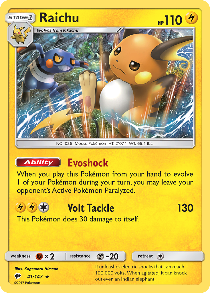 Raichu (41/147) [Sun & Moon: Burning Shadows] - Destination Retro