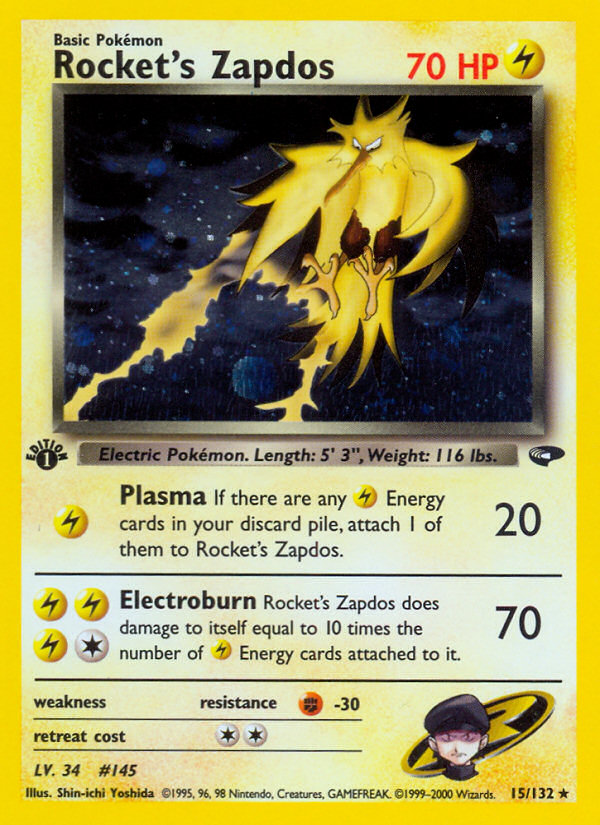 Rocket's Zapdos (15/132) [Gym Challenge 1st Edition] - Destination Retro