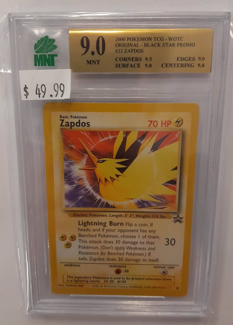 MNT - 9.0 - Zapdos Black Star Promo - Pokemon Wizards of the Coast Original Series - Destination Retro