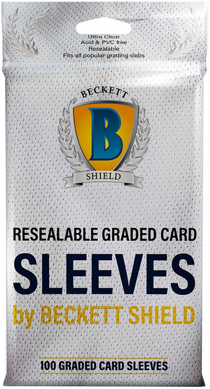 BECKETT SHIELD  -  RESEALABLE GRADED CARDS SLEEVES (PACK OF 100) - Destination Retro