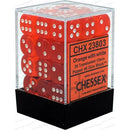 SUPPLIES - DICE - CHX 23803- GEMINI 36D6 TRANSLUCENT ORANGE/WHITE 12MM - Destination Retro