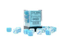 SUPPLIES - DICE - CHX 26865- GEMINI 36D6 PEARL TURQUOISE-WHITE/BLUE 12MM - Destination Retro