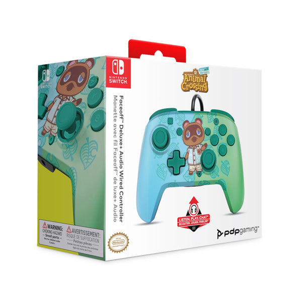 Nintendo Switch PDP Faceoff Deluxe Plus Audio Wired Controller Animal Crossing: Tom Nook - Destination Retro
