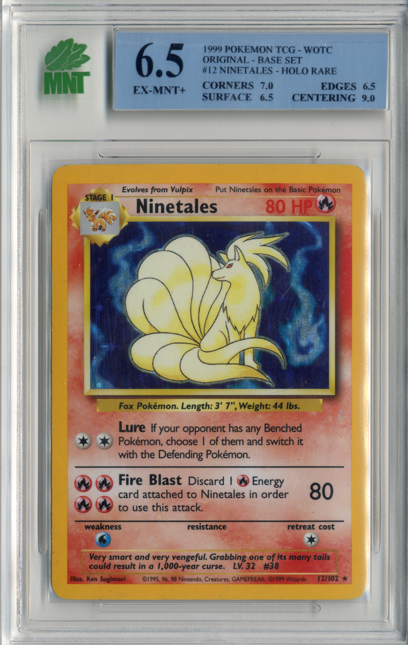 MNT - 6.5 -  Ninetales - Holo Rare - Base Set - Destination Retro